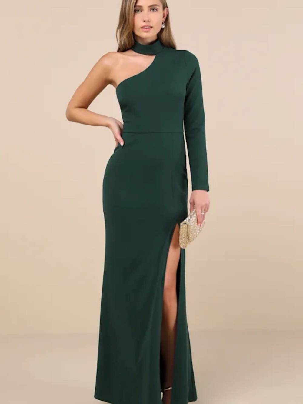Lulus Keep It Interesting Emerald One-Shoulder Maxi Dress | XXL | NWT